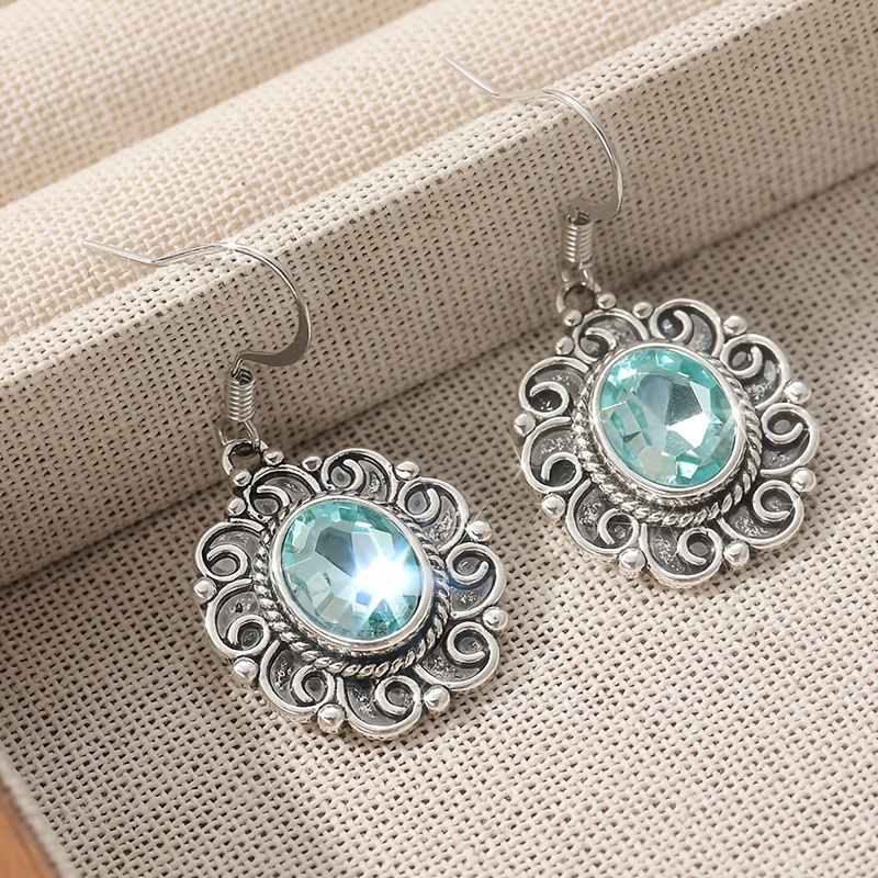Vintage Bohemian Style Flower Pendant Earrings, Gift for Her